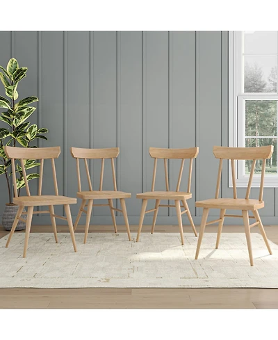 Plank+Beam Solid Wood Windsor Dining Chair Set of 4
