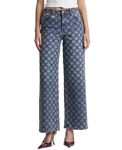 Avec Les Filles Women's Mid-Rise Wide-Leg Jeans