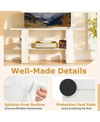 Sugift 2-Tier Tv Stand with Storage and Open Shelf for TVs up to 55 in
