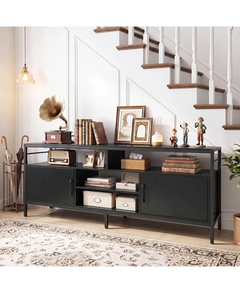 Sugift 58 in Industrial Tv Stand with 2 Cabinets and Adjustable Shelf for TVs up to 65 in