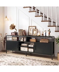 Sugift 58 in Industrial Tv Stand with 2 Cabinets and Adjustable Shelf for TVs up to 65 in