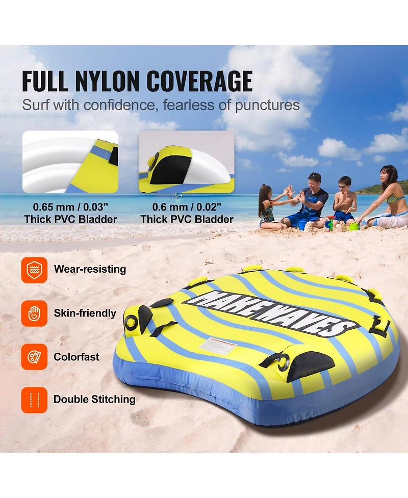 Hongge 62.2 in Inflatable 3-Rider Towable Tube with Bumper Fins