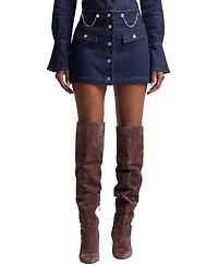 Avec Les Filles Women's Button-Front Denim Mini Skirt