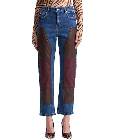 Avec Les Filles Women's Carpenter Colorblock Straight-Leg Jeans