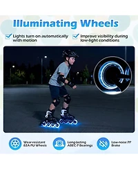 Sugift 4 Sizes Adjustable Roller Skates with Light-Up Wheels for Youth