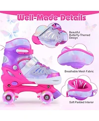 Sugift Kids Roller Skates for Toddlers Ages 7-9 with 4 Light Up Wheels