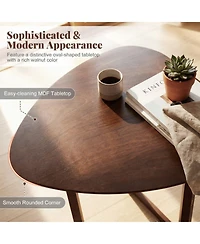 Sugift Foldable Triangular Dining Table for 2 with Solid Rubber Wood Legs