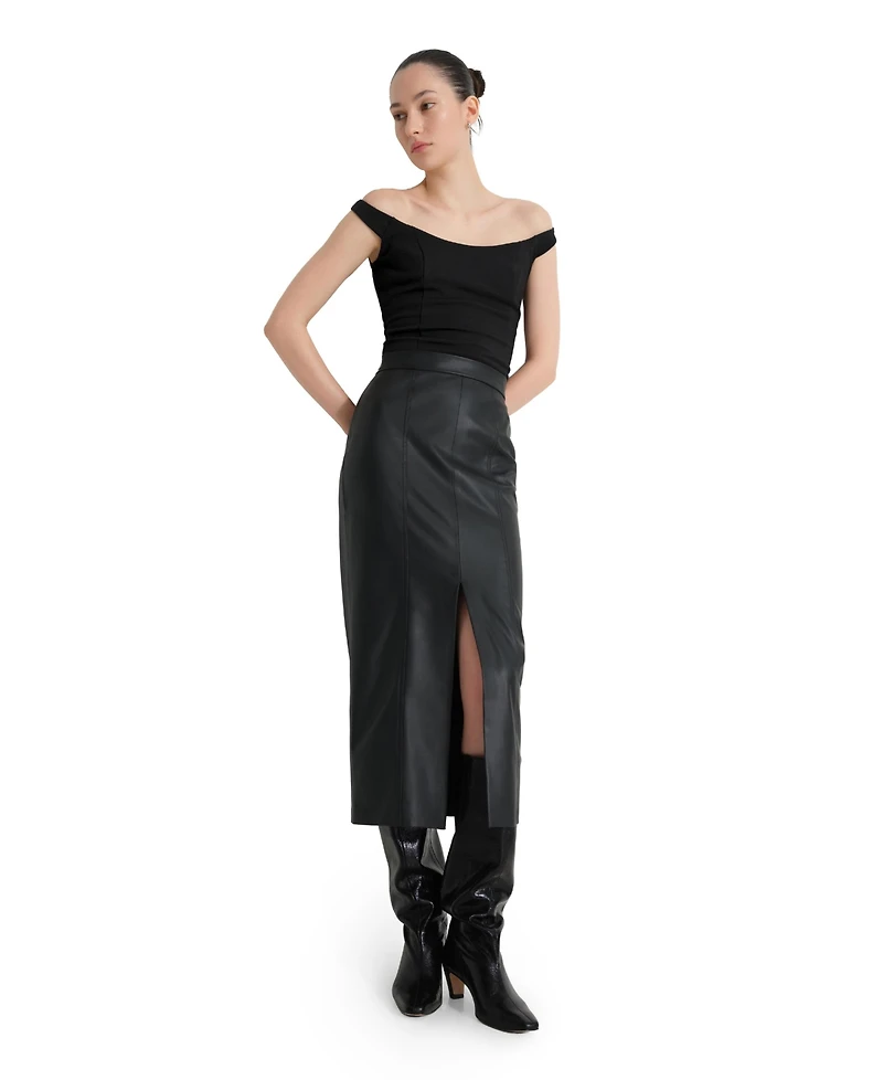 Marcella Women's Nerida Leather Pencil Midi Skirt