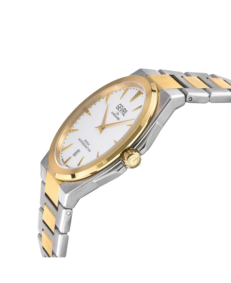 Gevril Men's Swiss Made Montauk Swiss Quartz Two tone Stainless Steel Bracelet Watch