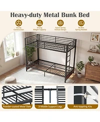 Sugift Twin Size Heavy Duty Metal Bunk Bed with Headboard and Footboard