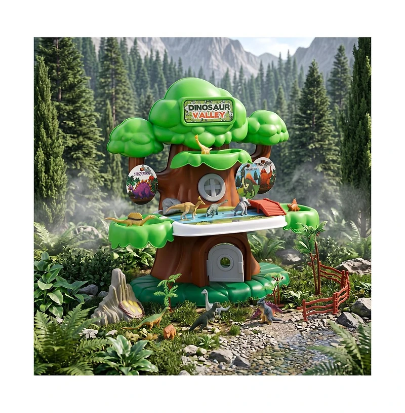 Bruce & Shark Dinosaur Valley Treehouse Realistic 37-Piece Playset, Ages 3+