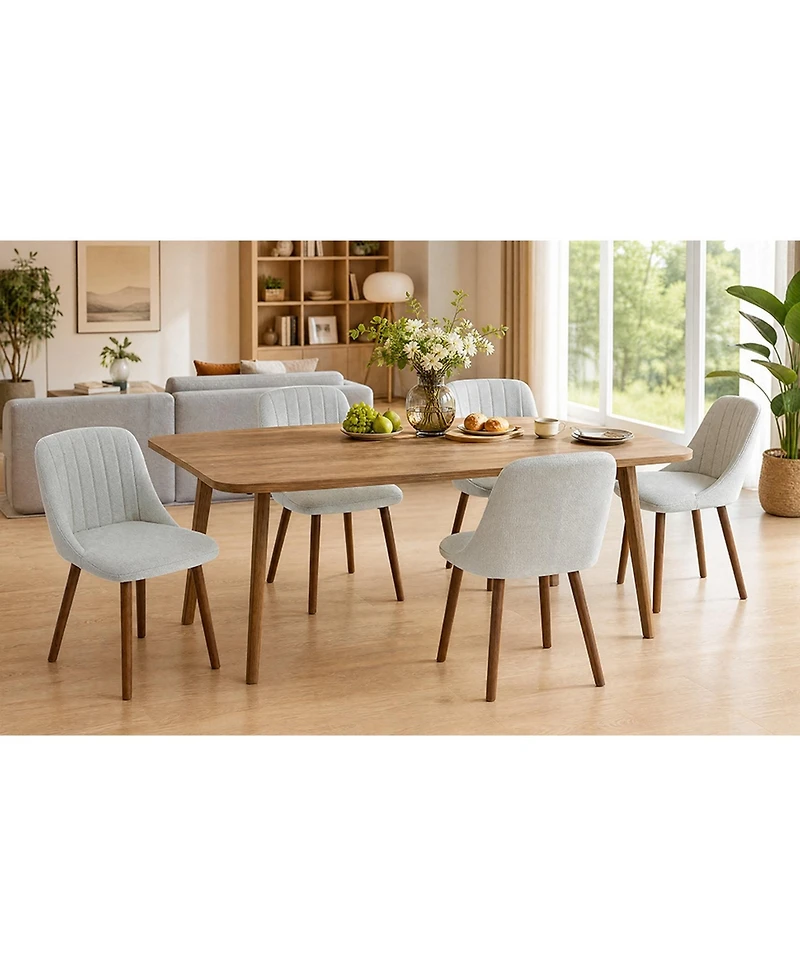 Gaomon Set of 2 Mid Century Modern Fabric Dining Chairs, High Back Upholstered Side Accent Chairs with Wood Legs for Kitchen Living Room Bedroom