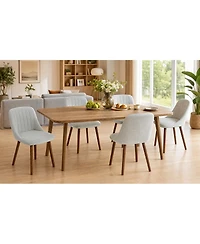 Gaomon Set of 2 Mid Century Modern Fabric Dining Chairs, High Back Upholstered Side Accent Chairs with Wood Legs for Kitchen Living Room Bedroom
