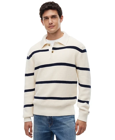 Tommy Hilfiger Men's Waffle Structure Rugby Sweater
