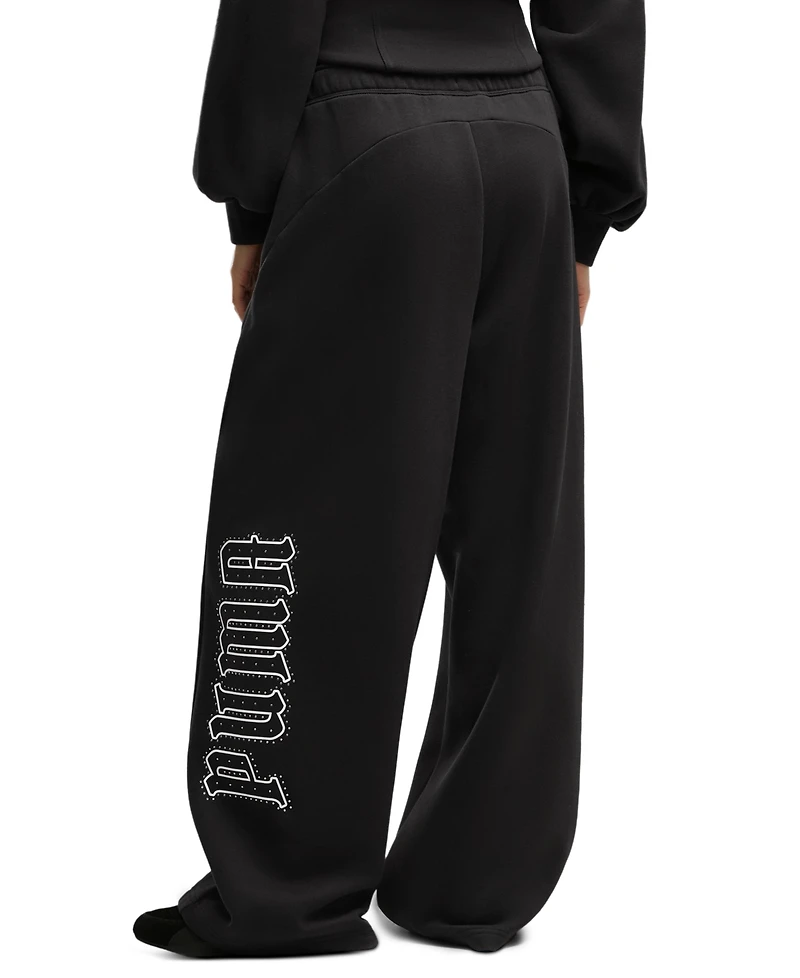 Puma Women's Street Glam Wide-Leg Slouchy Fleece Pants