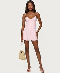 Edikted Women's Iman Embroidered Cotton Cutout Mini Dress