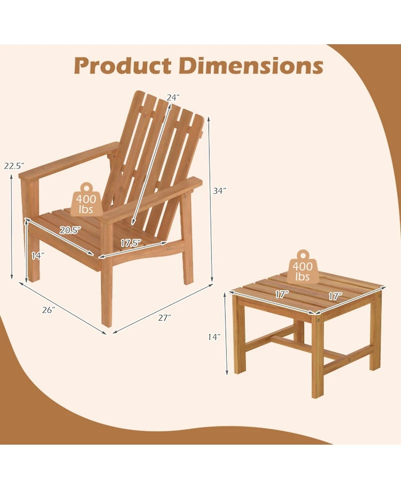 Sugift Square Acacia Wood Patio Side Table Set of 2 with Slatted Tabletop