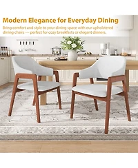 homfan Dining Chairs with Arms, Modern Upholstered Fabric Dining Chair, Sturdy Wood Chairs with Ergonomic Curved Backrest for Kitchen, Dining Room