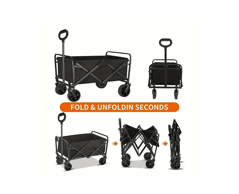 Mountaintop Foldable Utility Wagon Cart, 220lb Capacity, All-Terrain Wheels & Side Pockets for Beach, Garden & Camping.