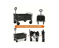 Mountaintop Foldable Utility Wagon Cart, 220lb Capacity, All-Terrain Wheels & Side Pockets for Beach, Garden & Camping.