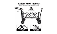 Mountaintop Collapsible Wagon with Removable Canopy,4" All-Terrain Brake Wheels, Adjustable Handles, Cooler Bag for Garden and Beach