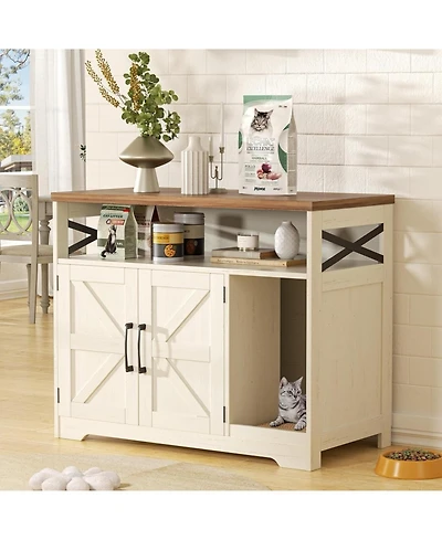 Vabches Cat Litter Box Enclosure, Hidden Litter Box Furniture with Scratch Pad