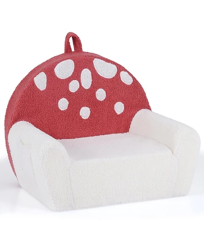Sugift Kids Foam Couch with Soft Teddy Fleece Cover and Carry Handle