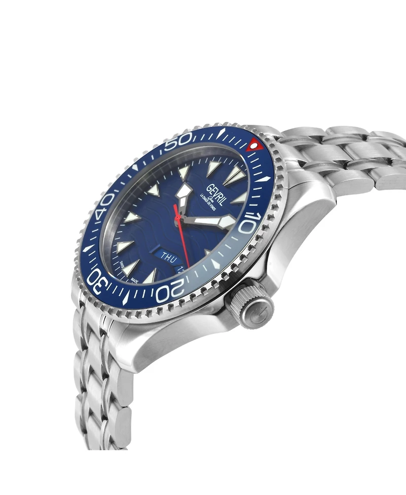 Gevril Men's Swiss Made Hudson Yards Swiss Automatic Silver Stainless Steel Bracelet Watch