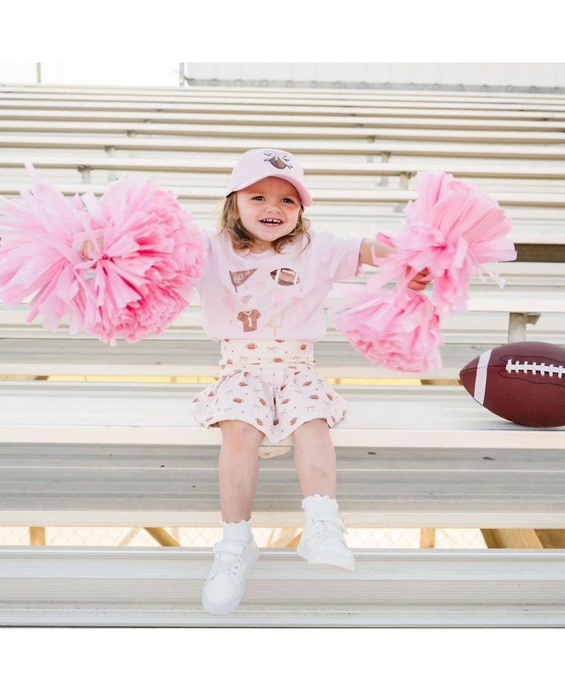 Sweet Wink Girls Football Bow Patch Baseball Hat