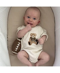 Sweet Wink Baby Boys Teddy Bear Patch Short Sleeve Romper