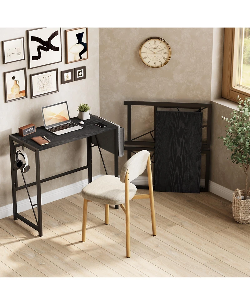 homfan 31.5 Folding Computer Desk with Storage Bag and Hook, Space-Saving Gaming Table