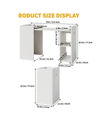 homfan Folding Computer Desk with Storage Shelves, Extendable Table with Drop-Leaf for Small Spaces, Home Office, Gaming, Bedroom