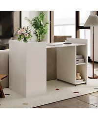 homfan Folding Computer Desk with Storage Shelves, Extendable Table with Drop-Leaf for Small Spaces, Home Office, Gaming, Bedroom