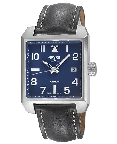 Gevril Men's Swiss Made Herald Square Swiss Automatic Italian Leather Strap Watch