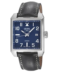 Gevril Men's Swiss Made Herald Square Swiss Automatic Italian Leather Strap Watch