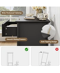 homfan Modern 3-Drawer Storage Chests, Grooved Panel Cabinets with Metallic Pull Handles, Freestanding Storage Furnishings for Bedroom, Living Room