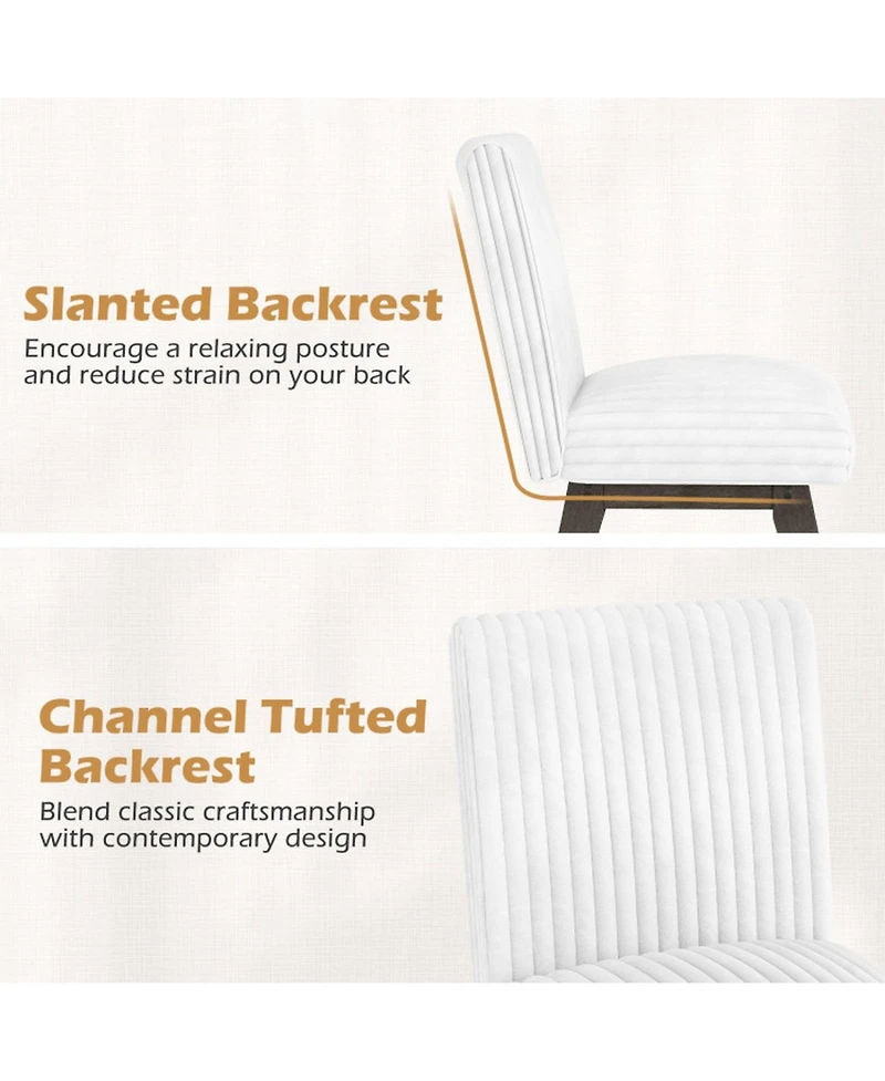 Sugift Fabric Upholstered Kitchen Chairs Set of 4 with Channel Tufted Back