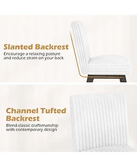 Sugift Fabric Upholstered Kitchen Chairs Set of 4 with Channel Tufted Back