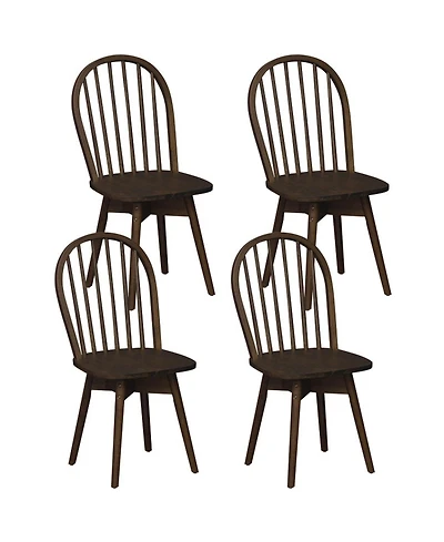 Sugift Swivel Windsor Dining Chairs Set of 4 with Rubber Wood Frame