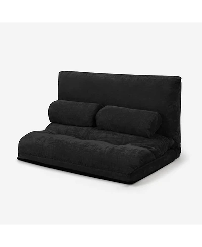 Sugift 6-Position Adjustable Sleeper Lounge Floor Couch with 2 Pillows