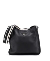 Pre-Owned Prada Medium Logo Strap Hobo Leather