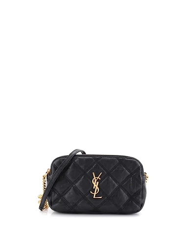 Pre-Owned Saint Laurent Mini Becky Double Zip Crossbody Bag Quilted Leather