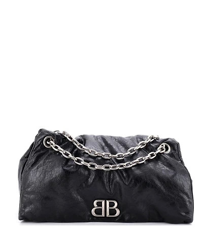 Pre-Owned Balenciaga Large Monaco Chain Flap Shoulder Bag Leather