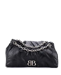 Pre-Owned Balenciaga Large Monaco Chain Flap Shoulder Bag Leather