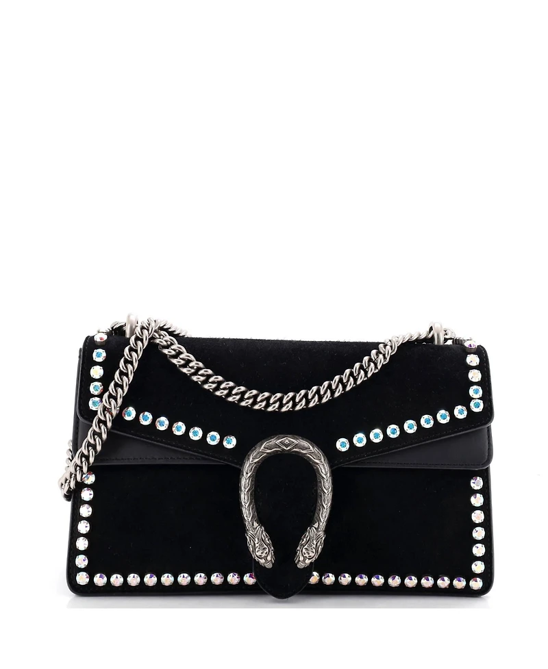 Pre-Owned Gucci Small Dionysus Bag Crystal Embellished Suede