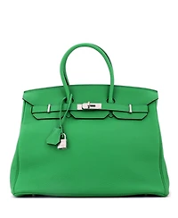 Pre-Owned Hermes Birkin 35 Handbag Green Togo with Palladium Hardware