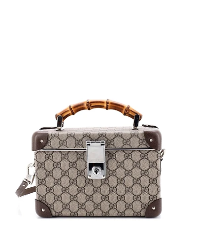 Pre-Owned Gucci Bamboo Globe-Trotter Vanity Case Gg Coated Canvas