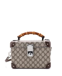 Pre-Owned Gucci Bamboo Globe-Trotter Vanity Case Gg Coated Canvas