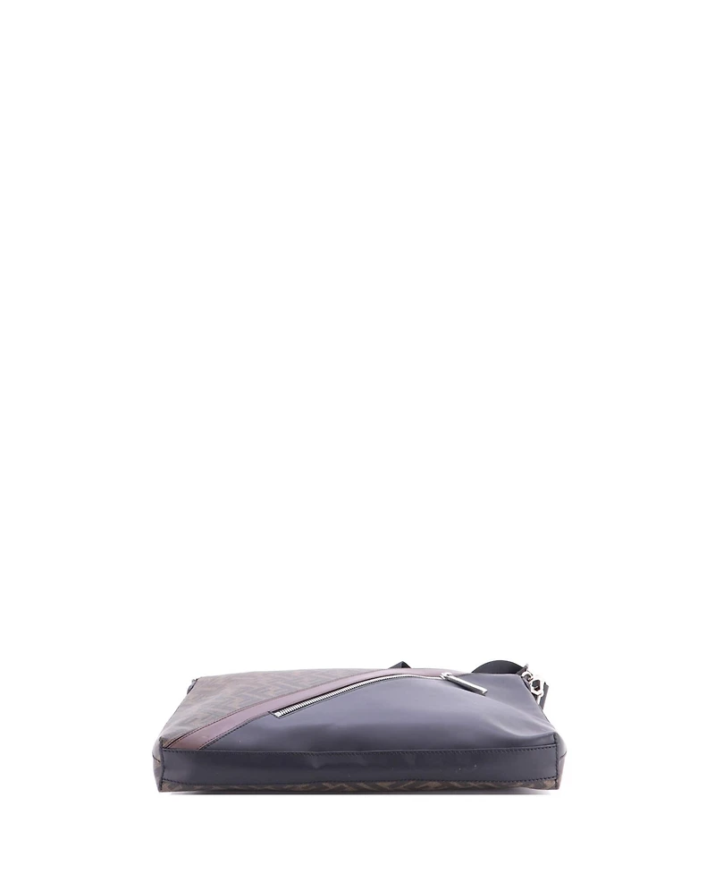Pre-Owned Fendi Forever Fendi Messenger Bag Zucca Coated Canvas and Leather