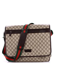 Pre-Owned Gucci Large Web Strap Messenger Bag Gg Coated Canvas